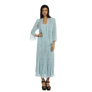 R & M Richards Beaded V-Neck Dress and Jacket#1414